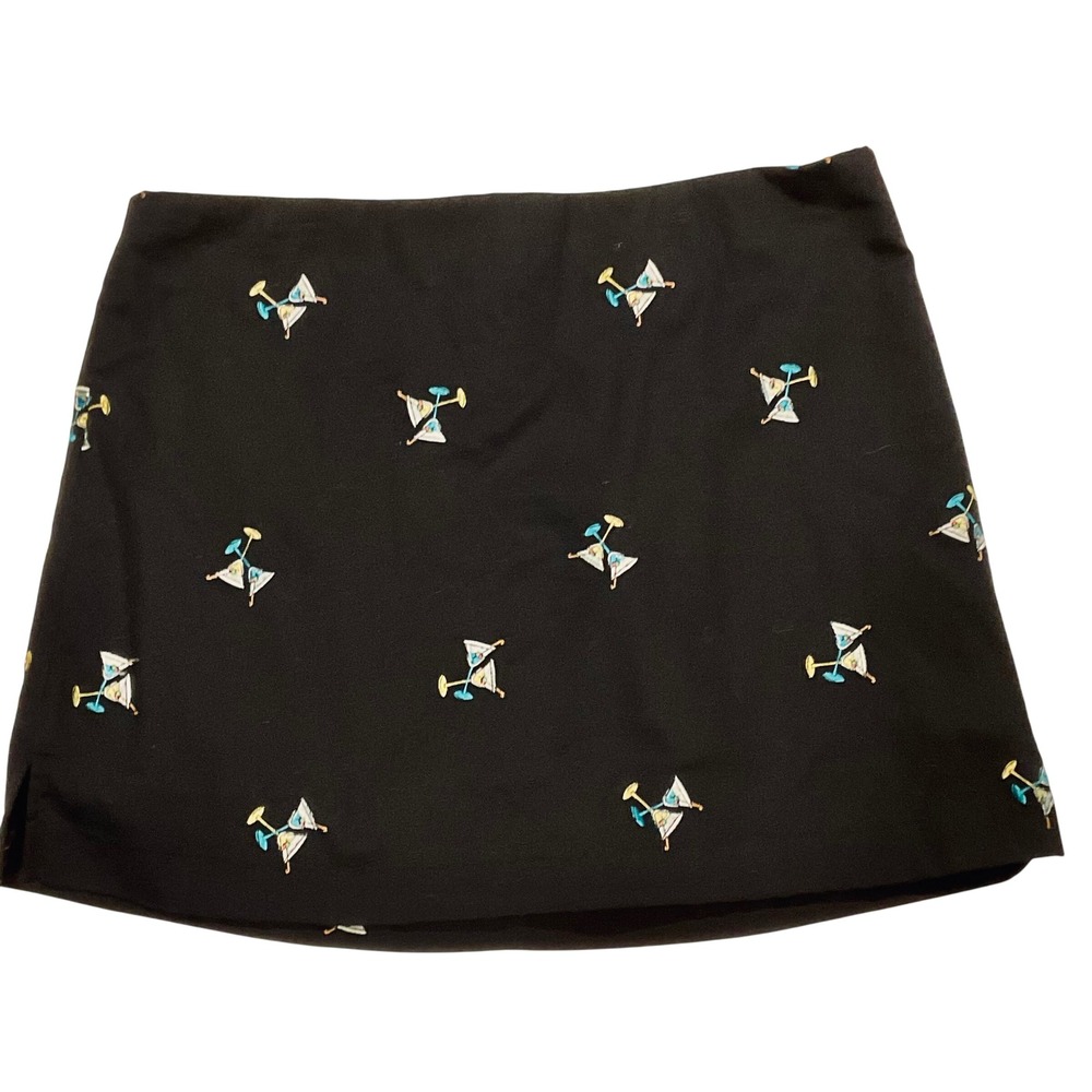 ATTYRE‎ women's black martini mini skirt skort shorts 12 petite embroidered golf